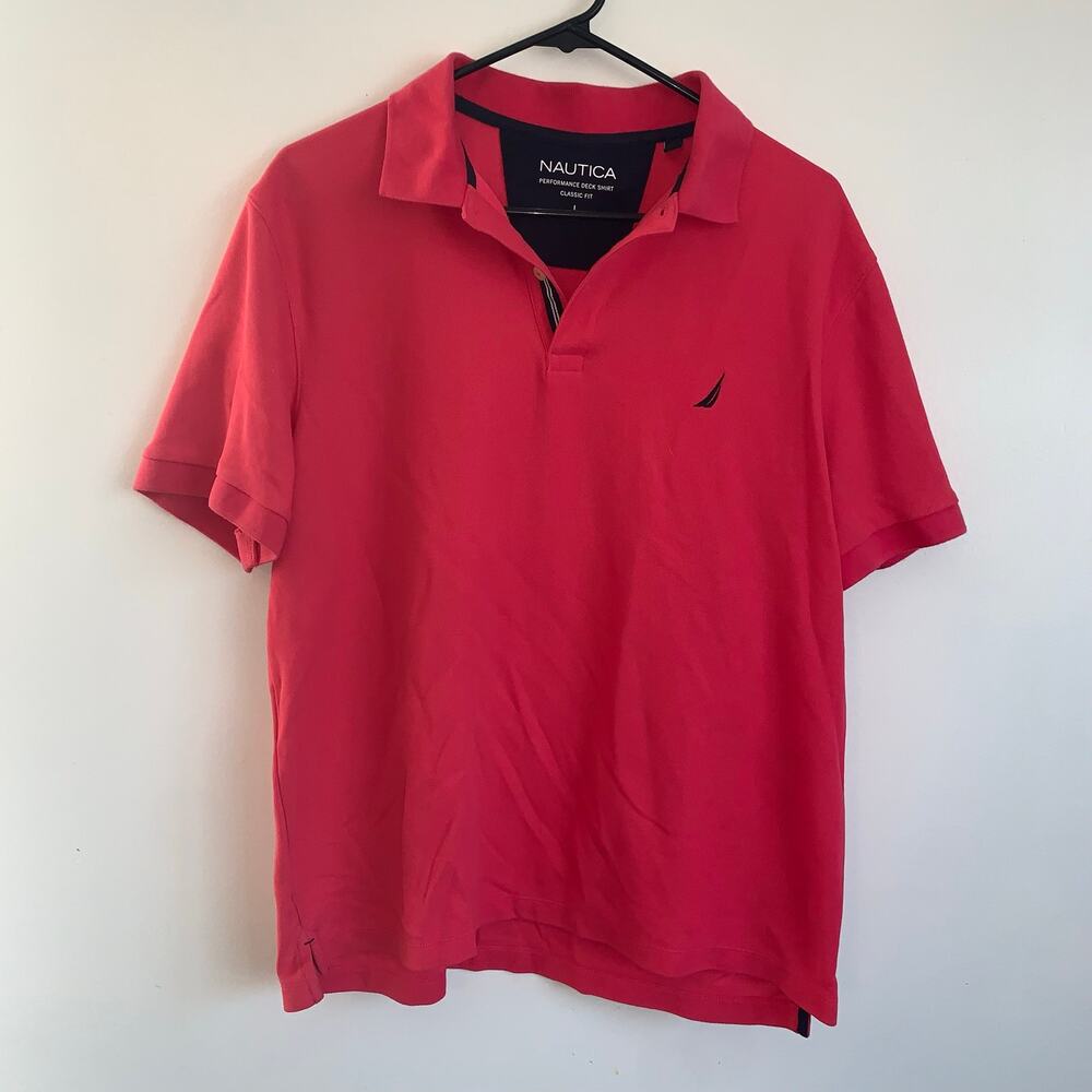 Nautica Men’s L Pink Performance Deck Polo